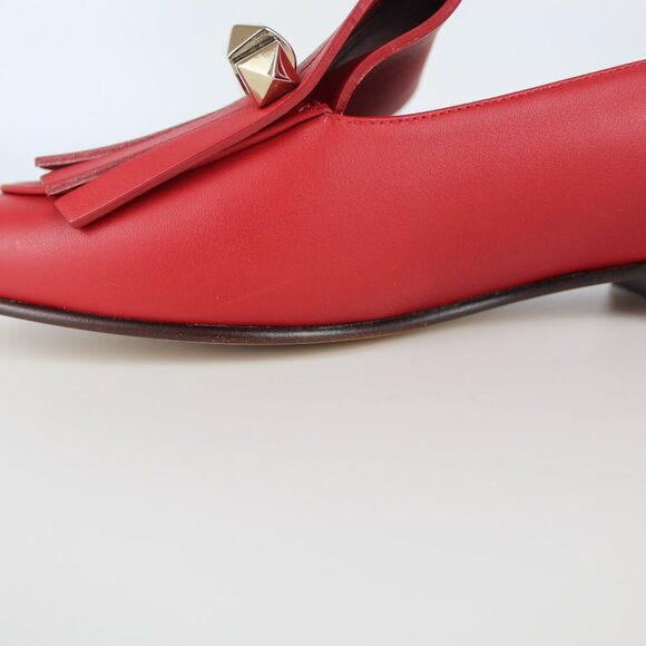 NEW VALENTINO GARAVANI Rockstud Fringed Leather Loafers, EU 37.5 Red, New in Box - Picture 14 of 16